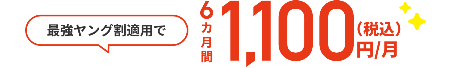 最強ヤング割適用で1,100円/月