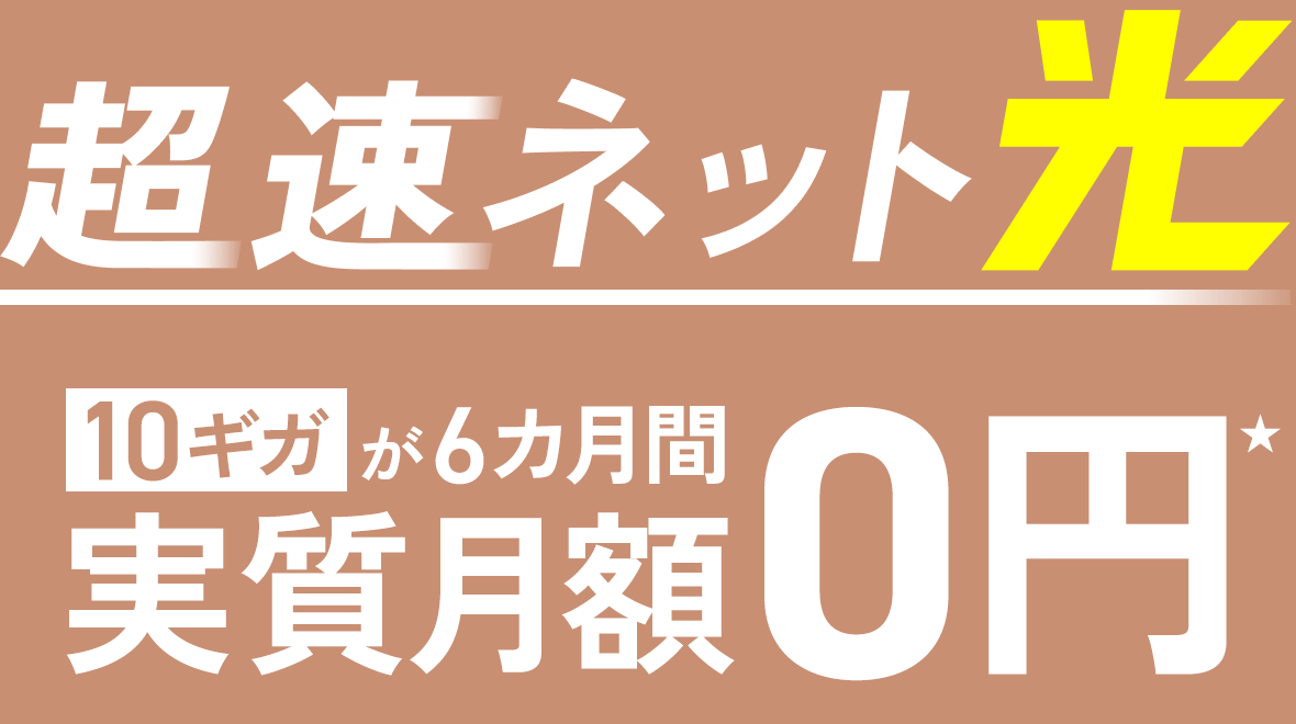 超速ネット光 10ギガが6カ月間実質月額0円