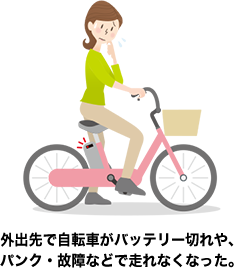 電動アシスト付き自転車走行中にバッテリー切れしてしまった。