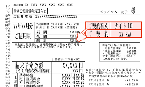 東京電力(ナイト8)検針票