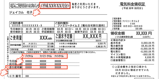 中国電力(ファミリータイム1)検針票