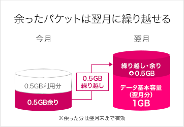 余ったパケットは翌月に繰り越せる