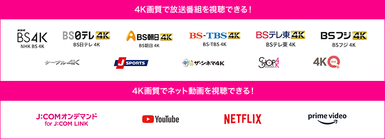4K画質で放送番組を視聴できる!4K画質でネット動画を視聴できる!